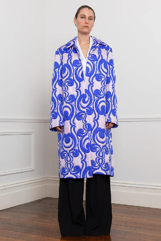 Roltas Silk Twill Coat - Blue/White