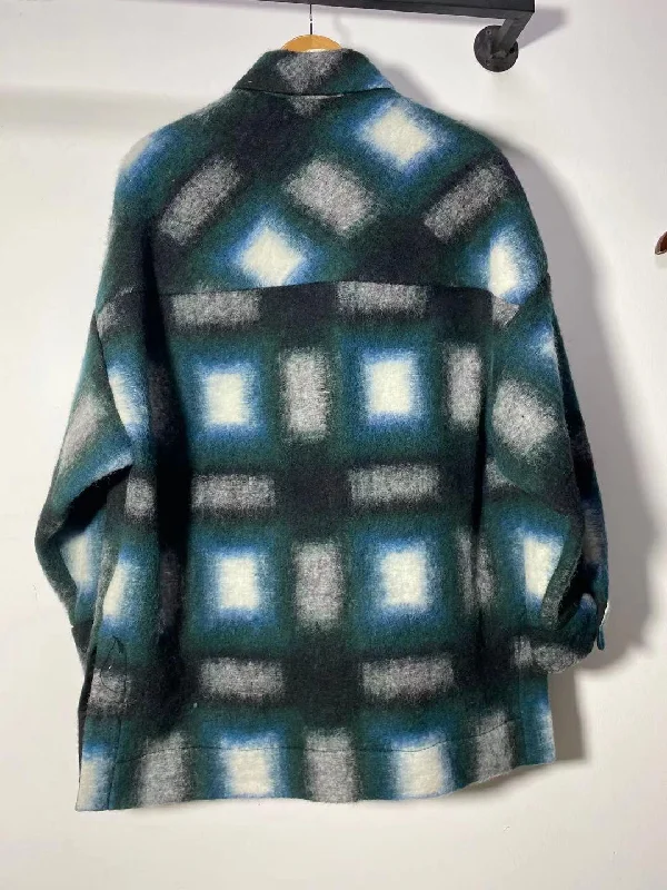 Women Wool Blend Plaid Coat With Pockets