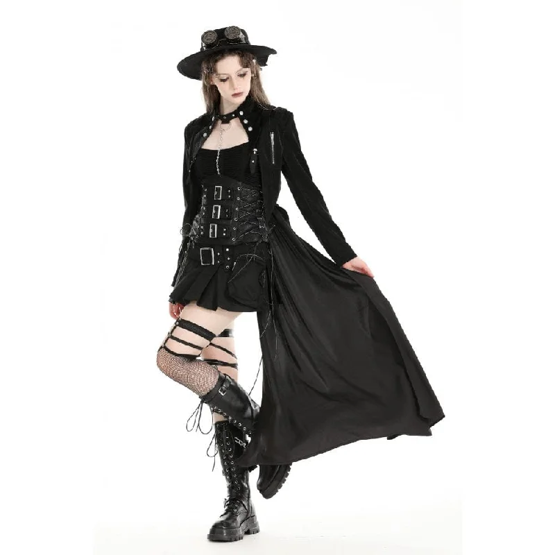 Women's Gothic High/Low Faux Leather Splice Jacket