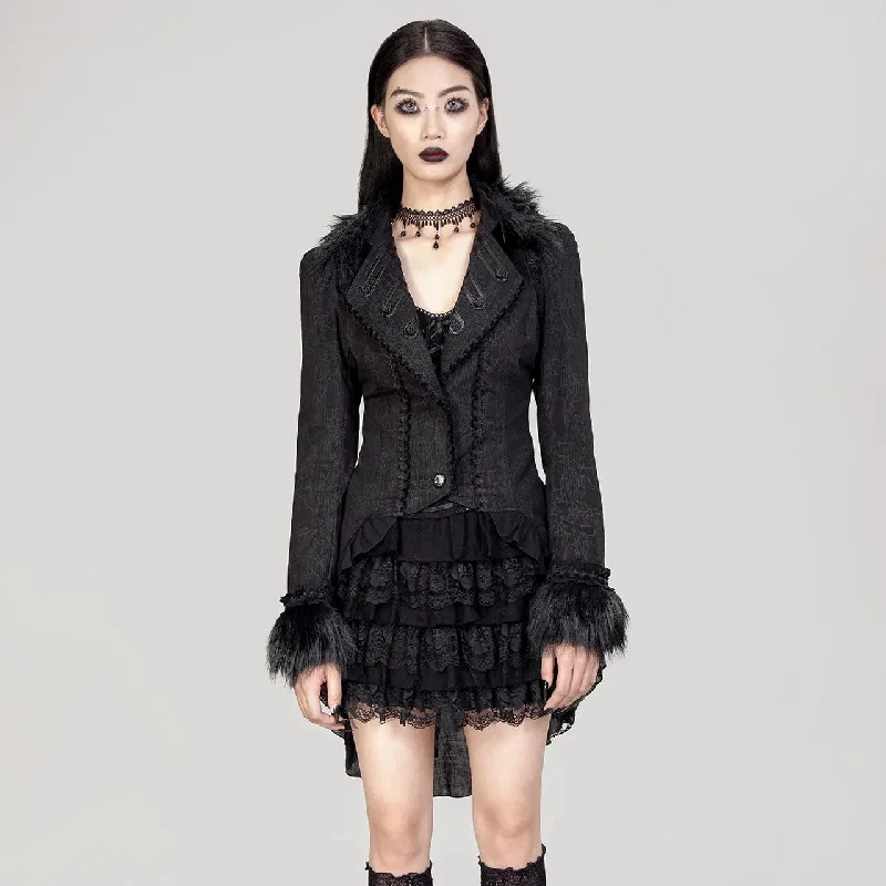 Women's Gothic Ruffled Lace Splice Swallow-tailed Coat