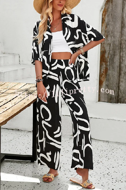 irregular-printed-button-pocket-long-sleeved-shirt-and-elastic-waist-pants-set-1