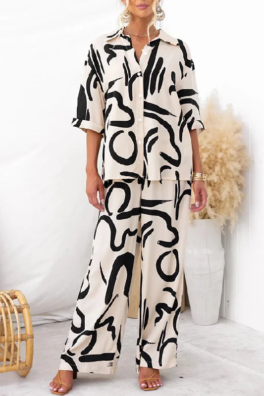 irregular-printed-button-pocket-long-sleeved-shirt-and-elastic-waist-pants-set-1