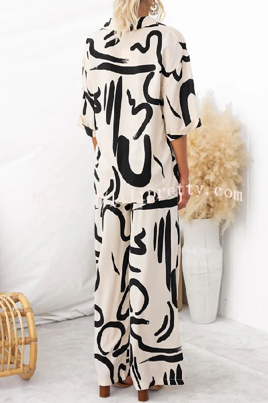 irregular-printed-button-pocket-long-sleeved-shirt-and-elastic-waist-pants-set-1