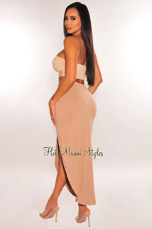 nude-two-toned-strapless-o-ring-cut-out-slit-skirt-two-piece-set