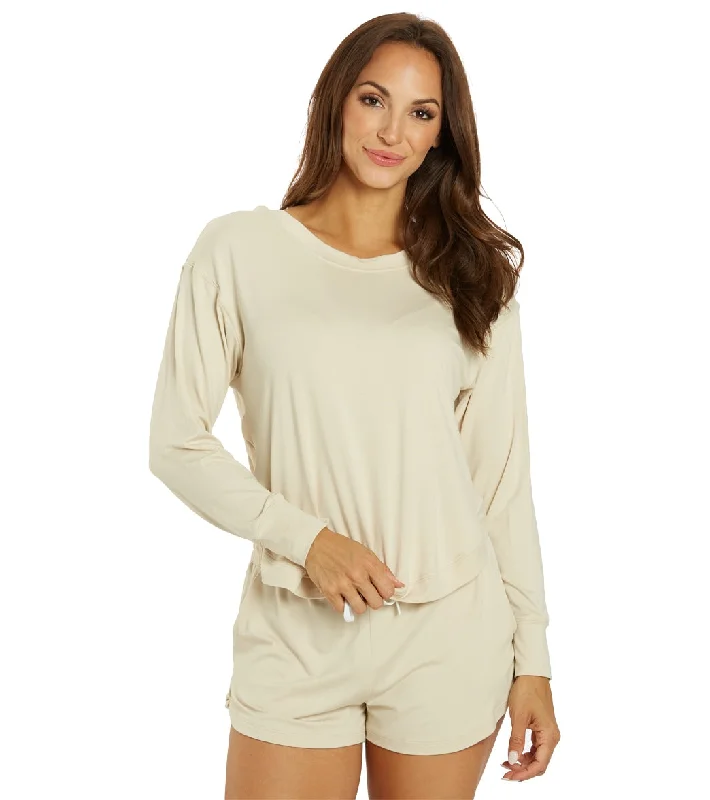 J.Valdi Women's Lounge Pull Over Top Sand