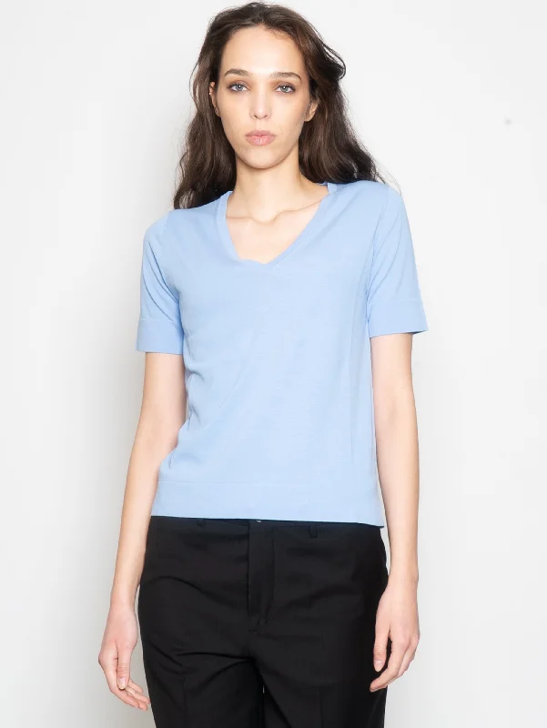 Maglia con Scollo a V Blu