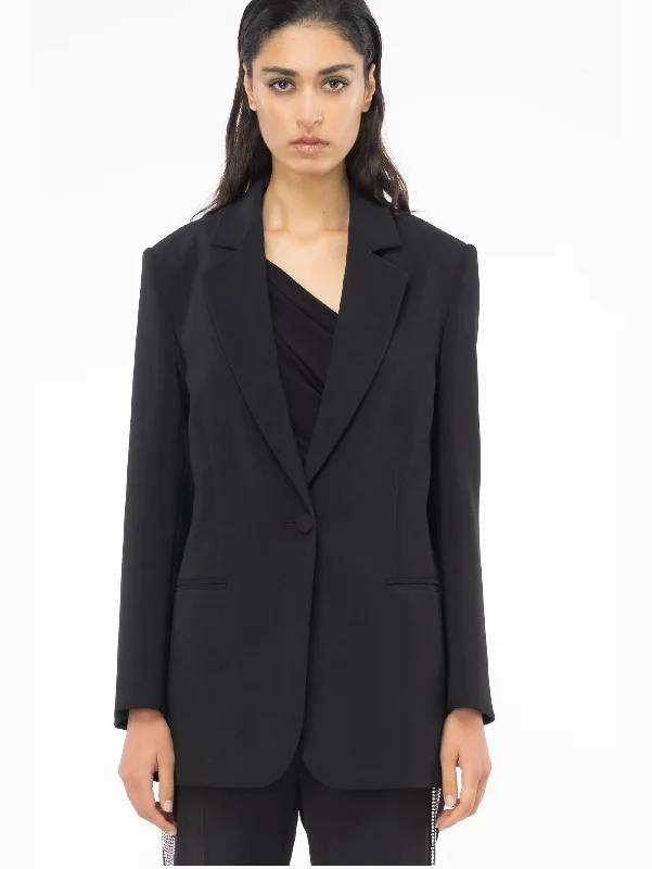 Blazer in Tessuto Crepe Stretch Nero