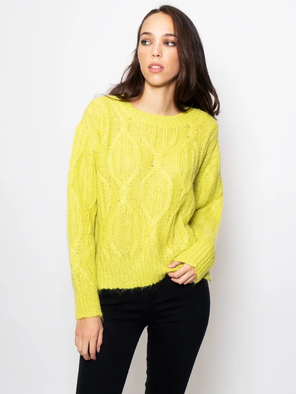 Maglia a Trecce in Mohair Kiwi Fluo