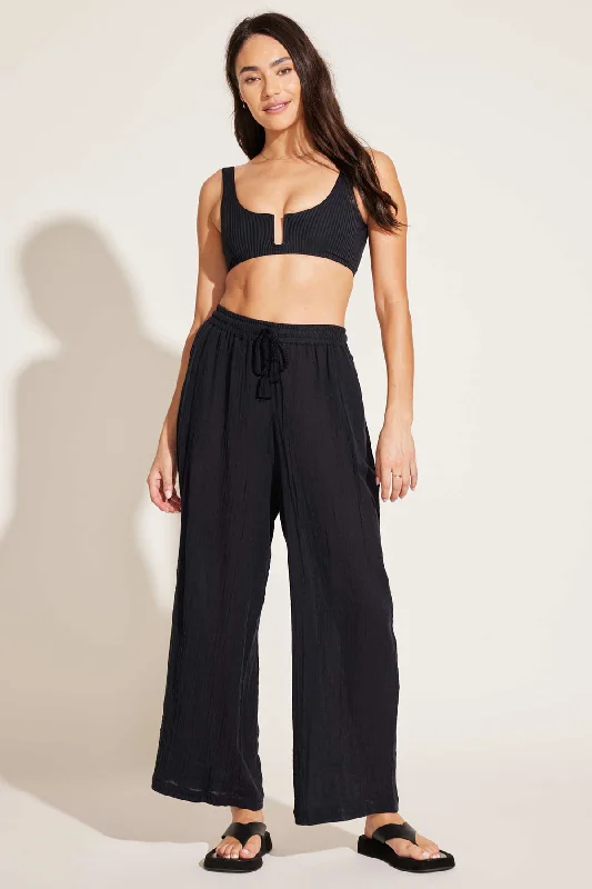 Costa Pant - Black Crinkle Organic Cotton