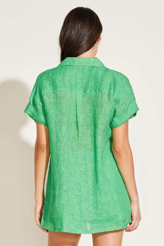 Playa Pocket Blouse - Spearmint Green EcoLinen