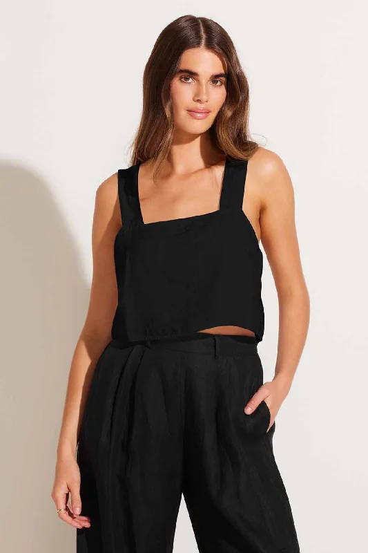 Tallows Linen Crop Top - Black EcoLinen