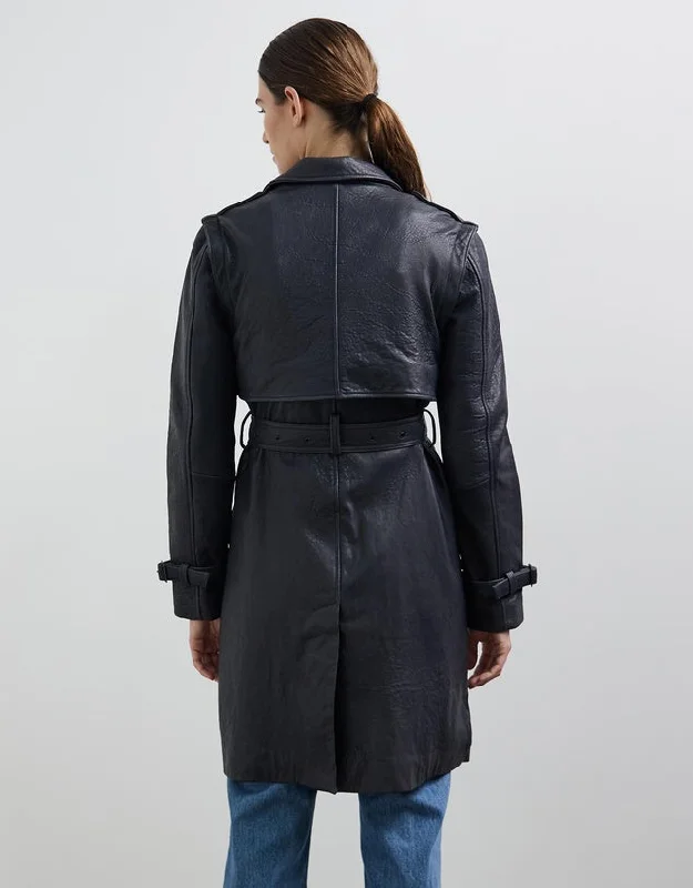 Great Jones Trench Coat Bubble Ink Leather