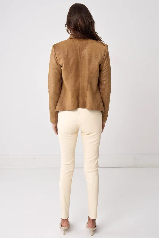 Isabella Drape Jacket Almond Brown Leather