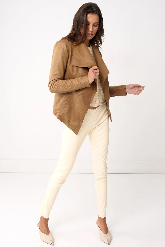 Isabella Drape Jacket Almond Brown Leather