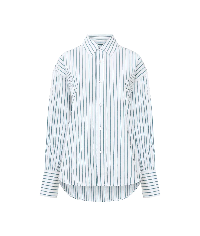 Rhodes Poplin Sleeve Detail Shirt - White