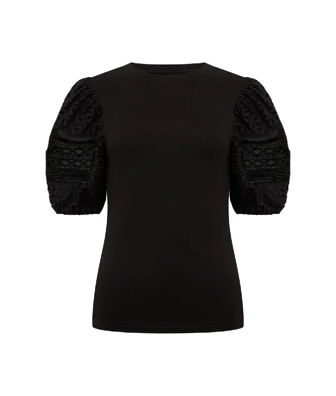 Rosana Agnes Broderie T-Shirt - Blackout