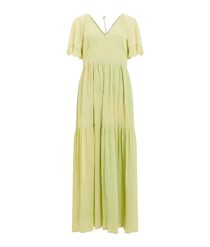 Gossamer Chiffon Tiered Maxi Dress - Green