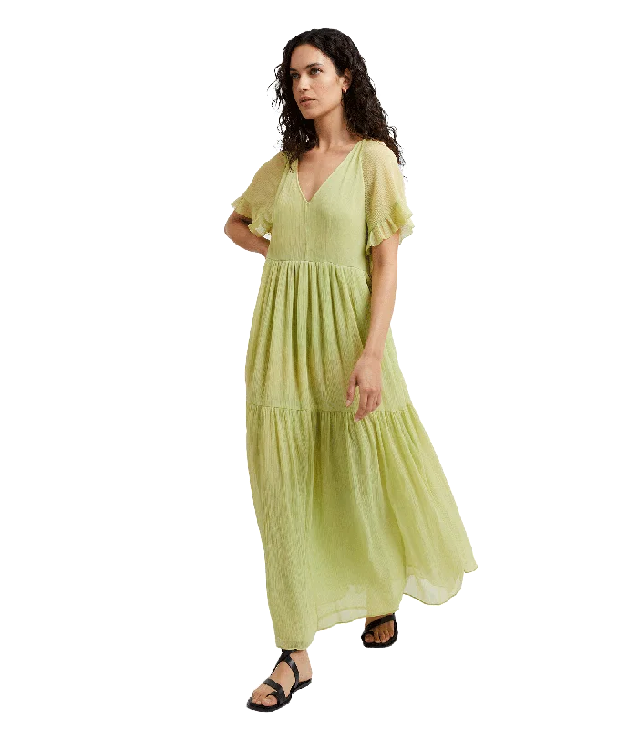 Gossamer Chiffon Tiered Maxi Dress - Green