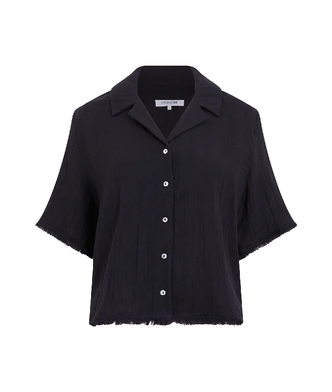 Fray Edge Detail Shirt - Black