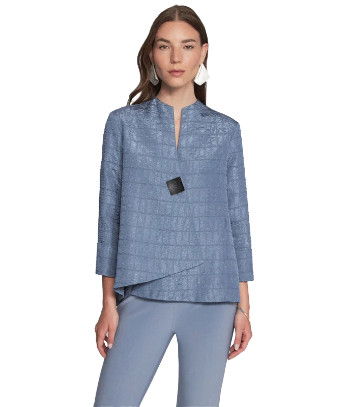 Quilted Cropped Blazer Style - Blue