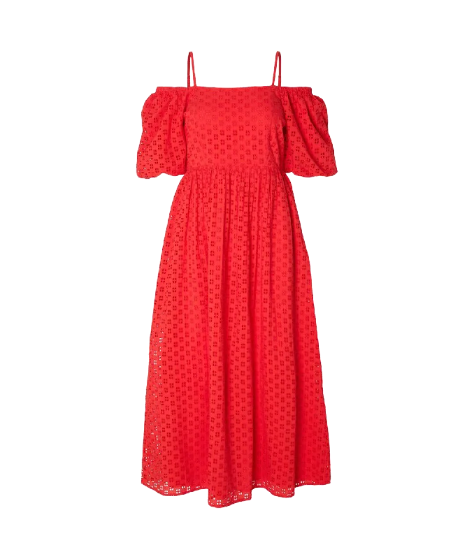 Off-shoulder Maxi Dress - Red