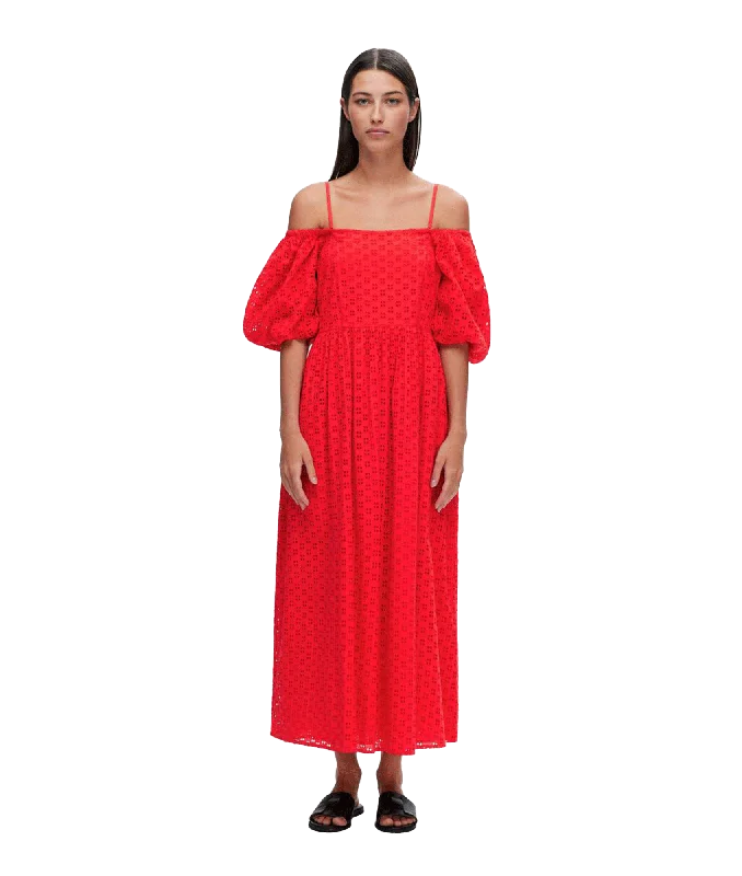 Off-shoulder Maxi Dress - Red