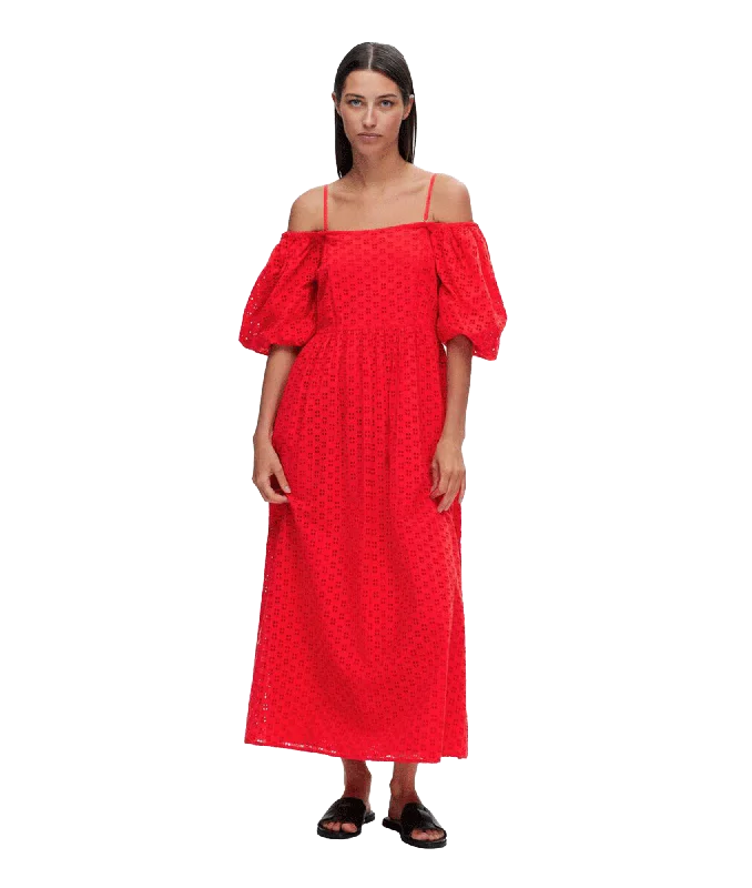 Off-shoulder Maxi Dress - Red