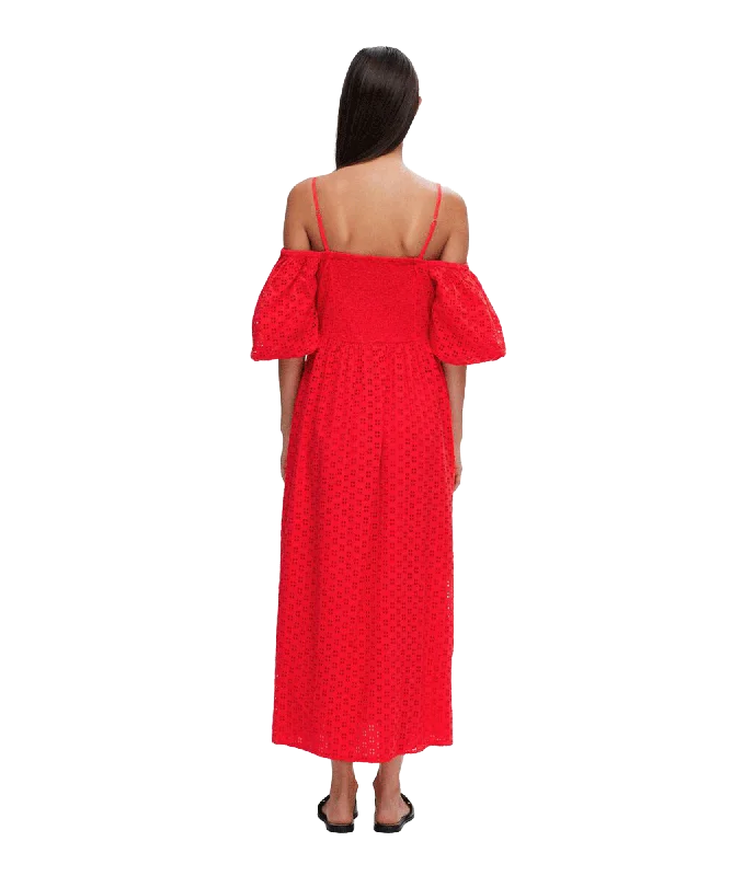 Off-shoulder Maxi Dress - Red