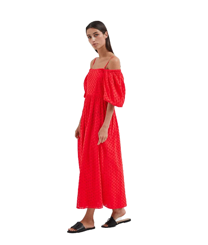 Off-shoulder Maxi Dress - Red