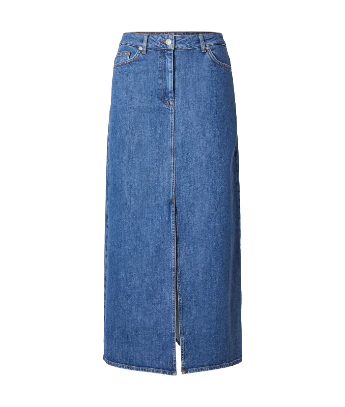 Denim Maxi Skirt - Blue