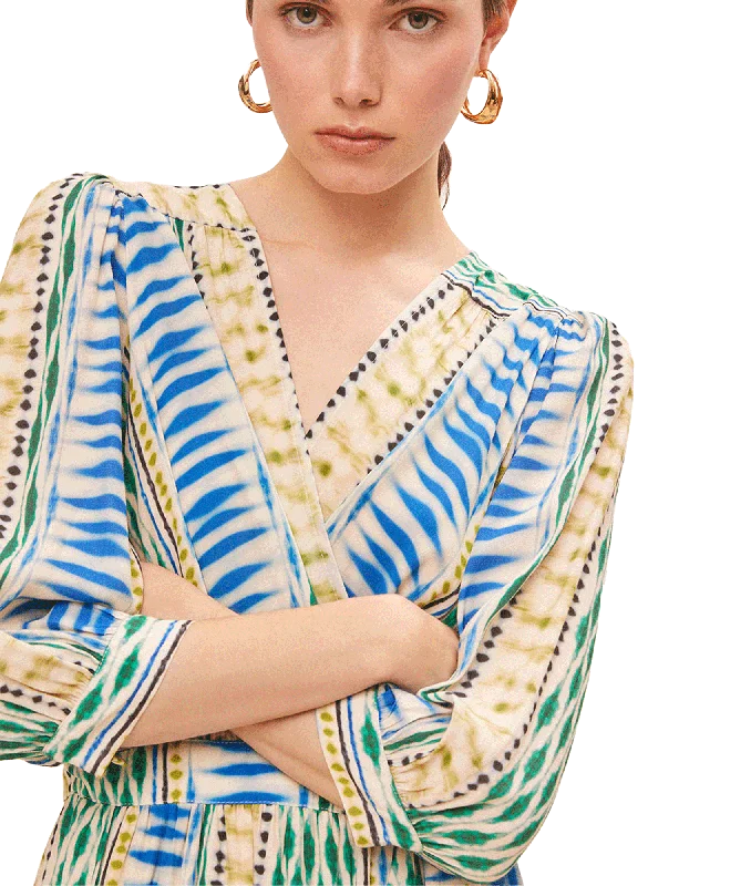 Geo Ethnic Print Short Wrap Dress - Multi