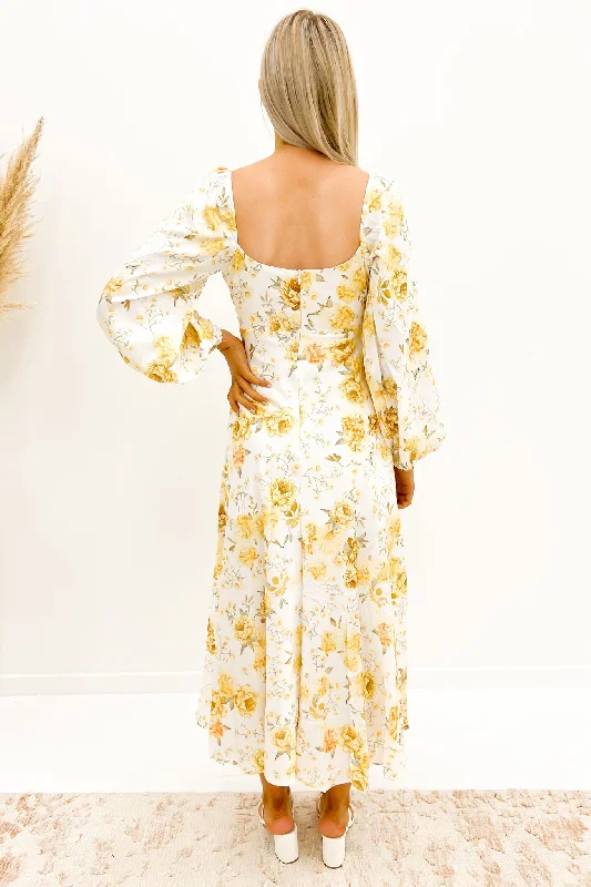 Airlie Midi Dress Floral Yellow