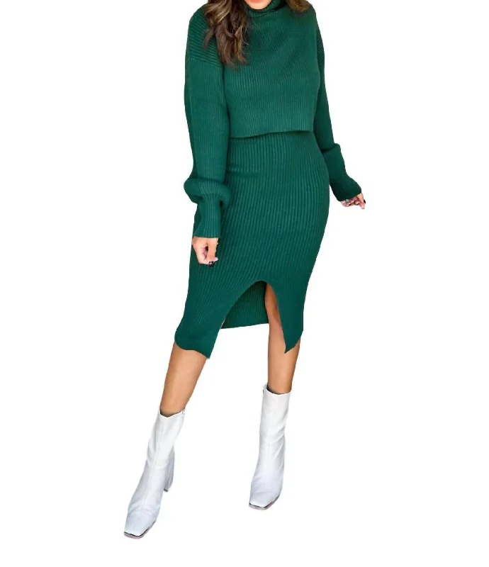 Ashton Knit Pencil Skirt In Green