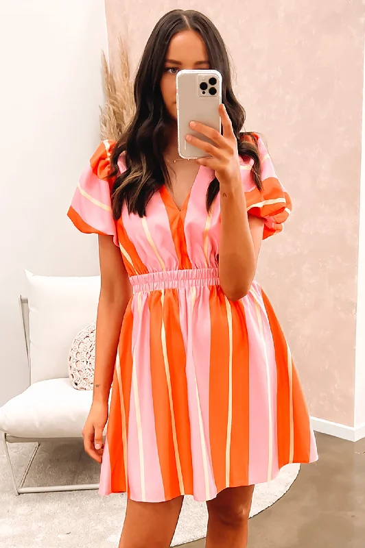 Athena Mini Dress Sunset Stripe