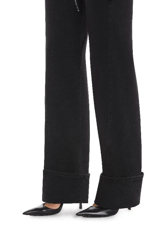 black cuffed zipper jeans