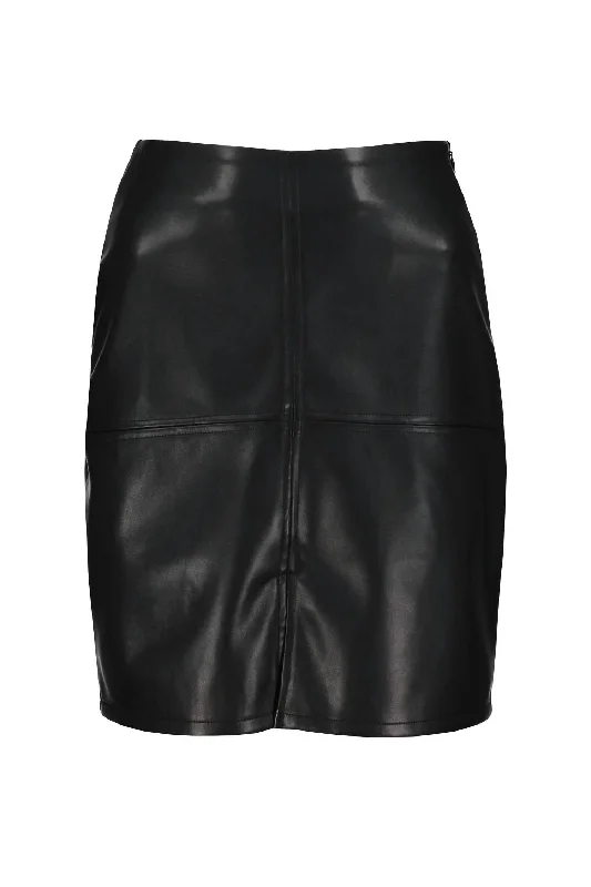 Cami Vegan Leather Skirt In Black