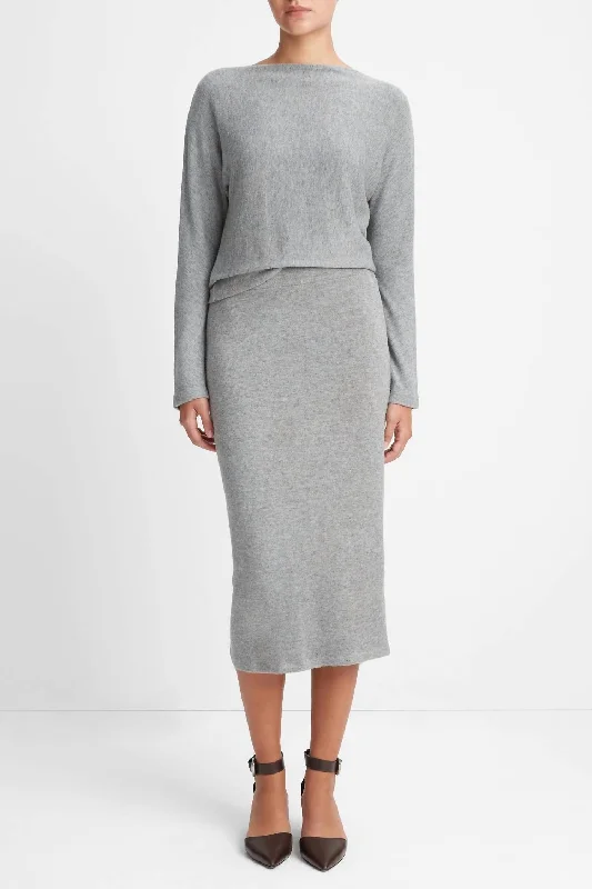 Cozy Midi Skirt In Silver Dust