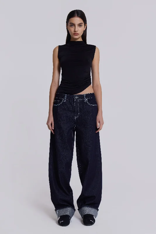 Sonic Embroidered Baggy Jeans In Indigo