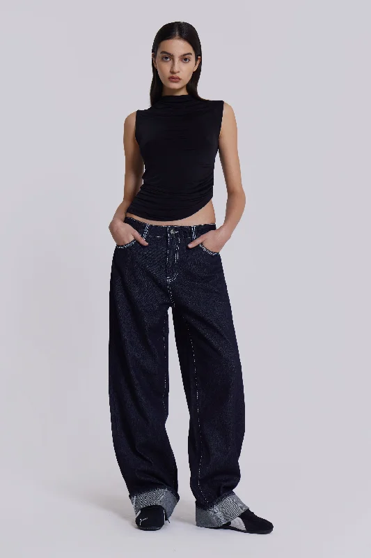 Sonic Embroidered Baggy Jeans In Indigo