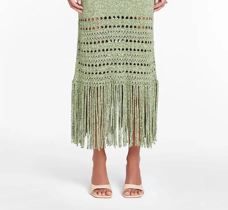 Jayla Knit Skirt In Green/ivory