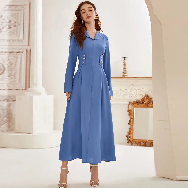 NiDELL YS-29-1 Autumn New . European and American Women's Clothing Elegant Elegant V-neck High Waist Dress in Stock