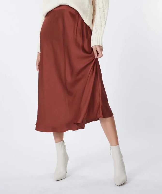 Sateen Skirt In Copper Brown