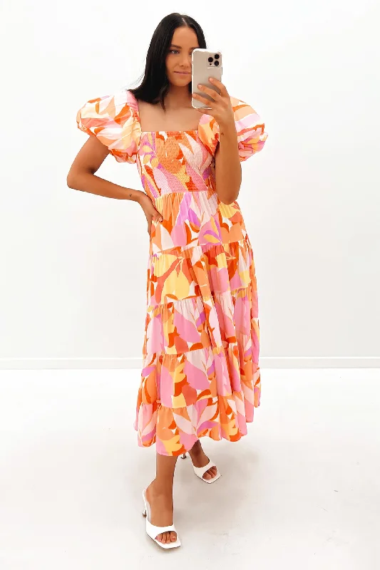 Tari Midi Dress Orange Pink