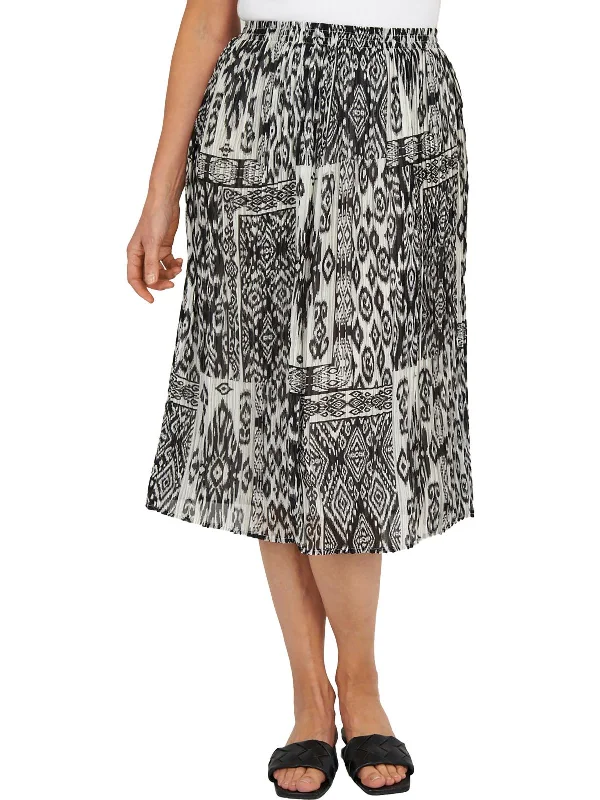 Womens Printed Shutter Pleat Midi Skirt