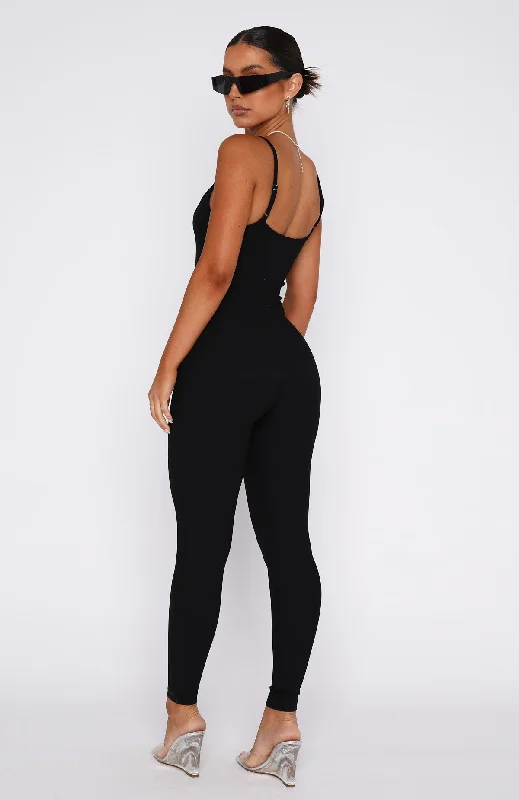 Life Is Short Ribbed Jumpsuit Black