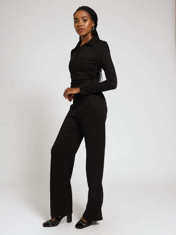 Ribb Golfer Jumpsuit - Black