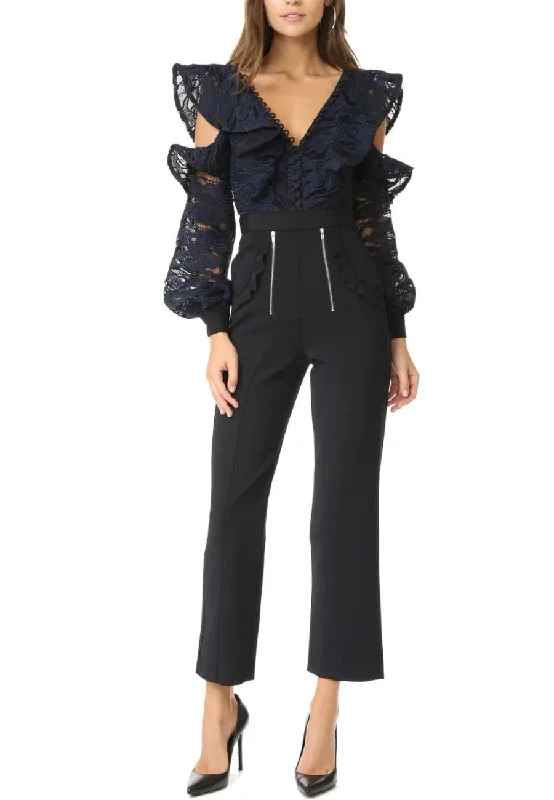 Navy and Black Camo Lace Frill Jumpsuit