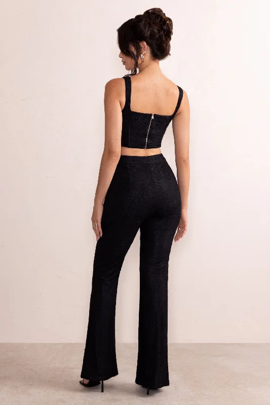 ada-black-lace-overlay-flared-trousers-cl128055002