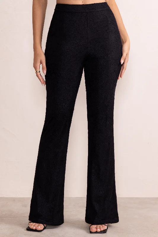 ada-black-lace-overlay-flared-trousers-cl128055002