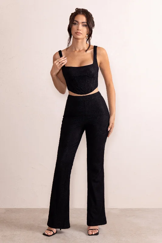 ada-black-lace-overlay-flared-trousers-cl128055002